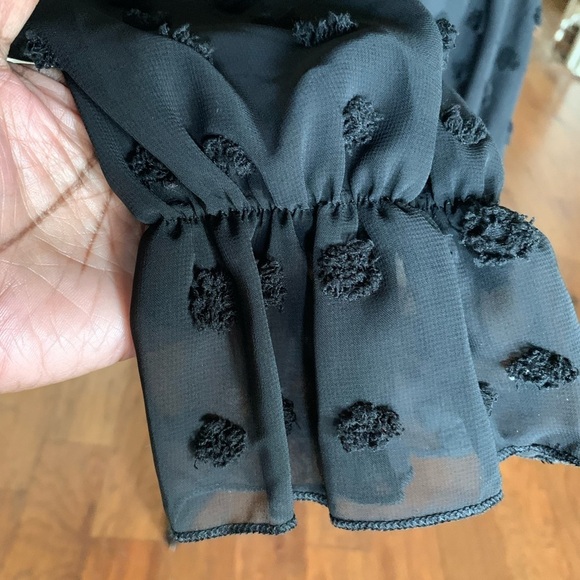 Black Swiss Dot Babydoll Blouse - Picture 6 of 13